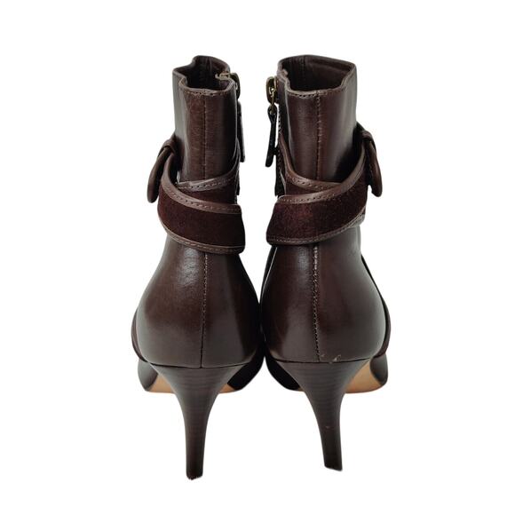 Brown leather Cole Haan Heeled strapped Booties Sz 6 - Picture 5 of 10